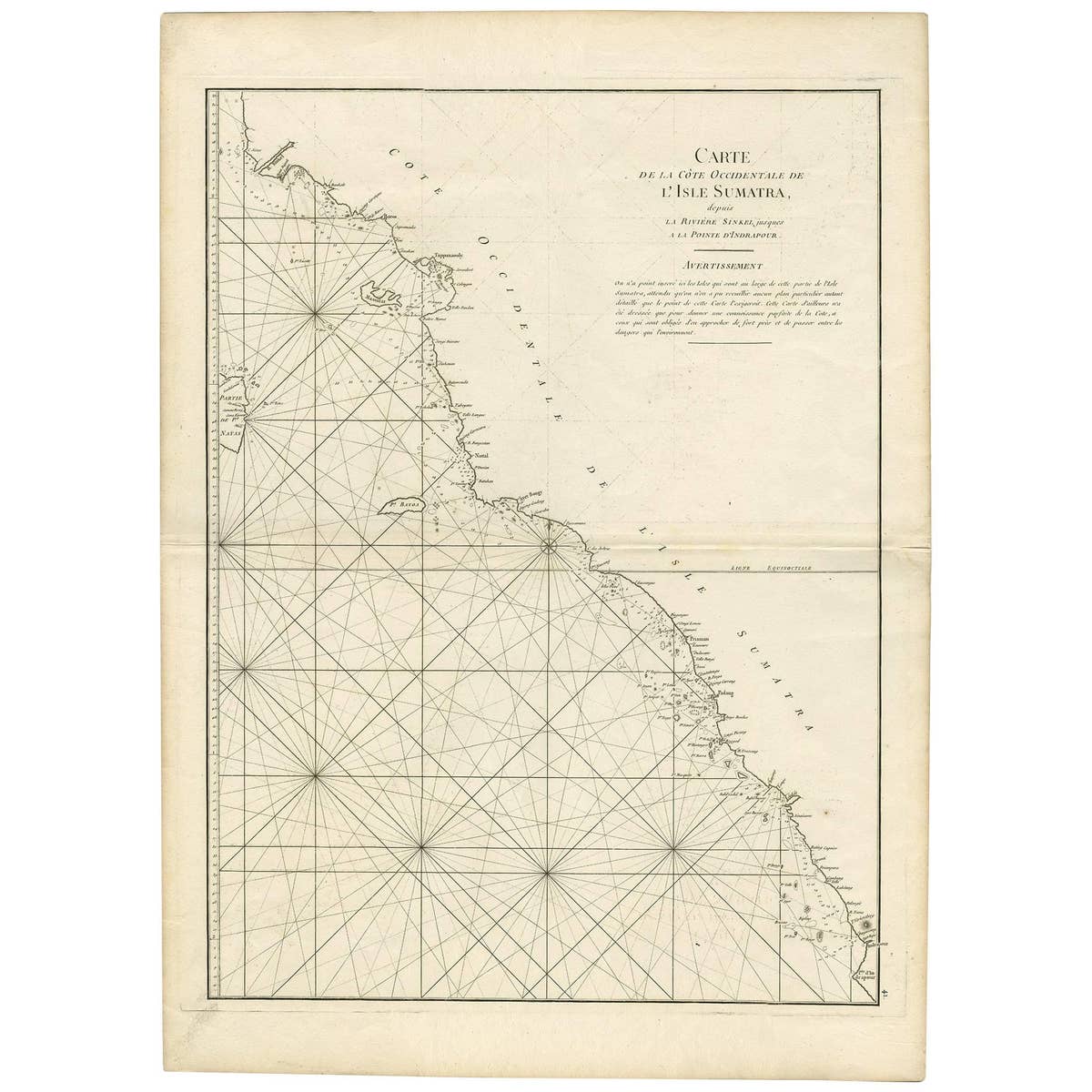 1745 Antique Coastal Map of West Sumatra by J. Mannevillette