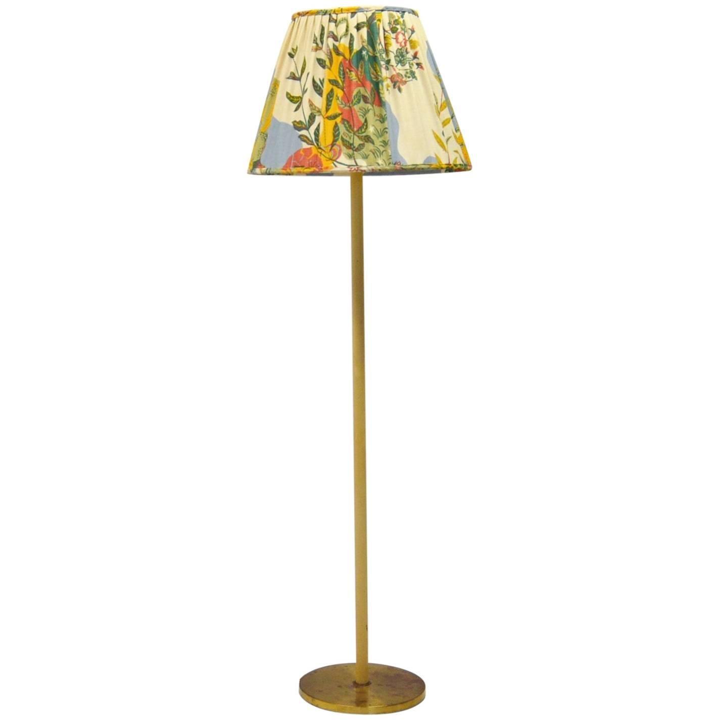 Swedish Floor Lamp with Uplight Made from Brass and White Metal For Sale