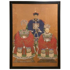 Superb Very Large Finely Rendered Chinese Antique Ancestral Portrait