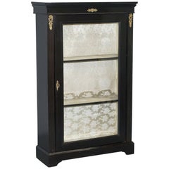 Lovely Grand Ebonized with Gilt Metal Hardware Bookcase Cabinet Display Case