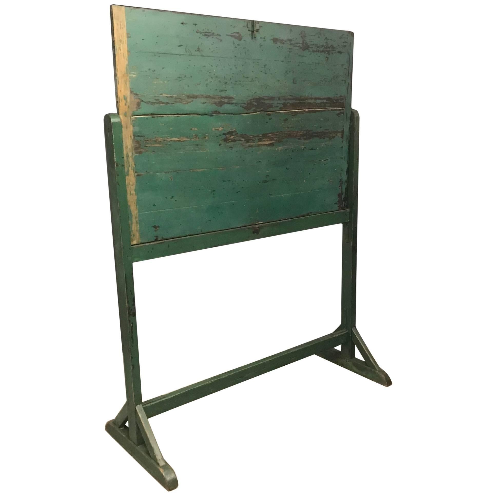 Distressed Green Wooden Rotatable Blackboard For Sale