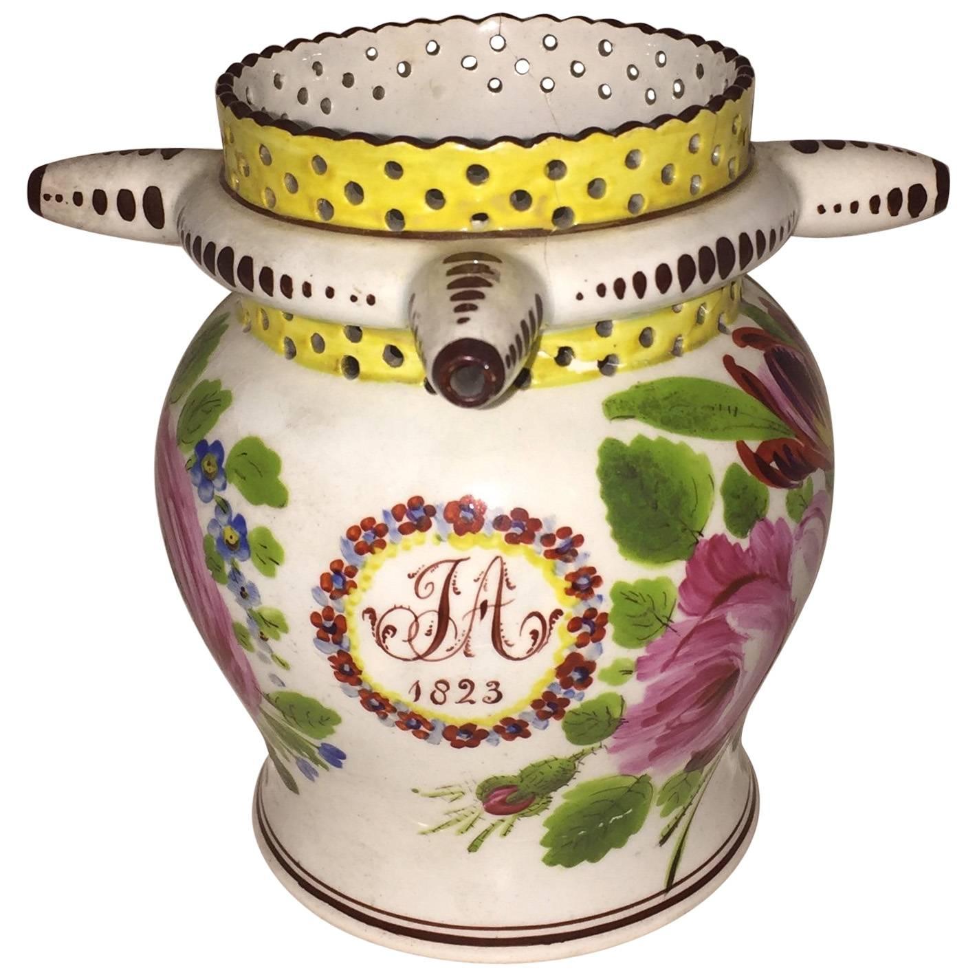 George IV Painted Puzzle Jug, Dated 1823 with Initials JA For Sale