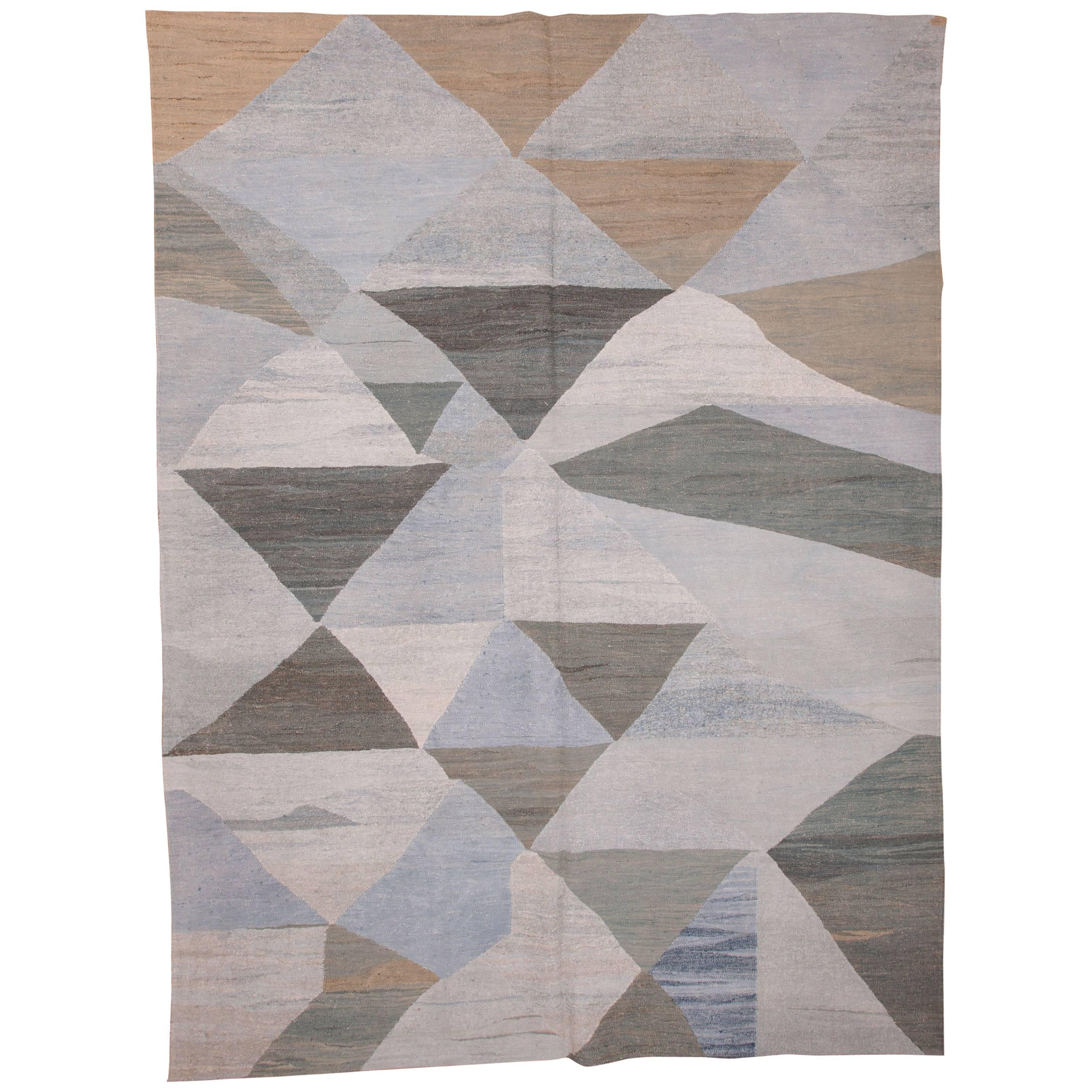 Contemporary Turkish Kilim Made from Recycled Hemp