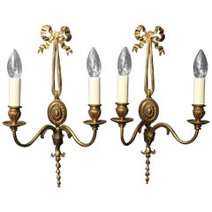 19th Century French Pair of Gilded Bronze Antique Wall Lights