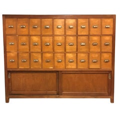 Vintage Wooden Bank of Drawers Cabinet