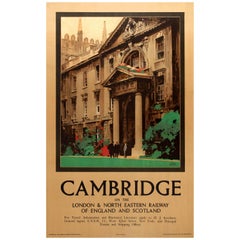 Original Vintage LNER Railway Travel Poster Featuring King's College Cambridge