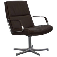 Original 1970s Bernd Munzebrock for Walter Knoll Brown Leather Office Chair