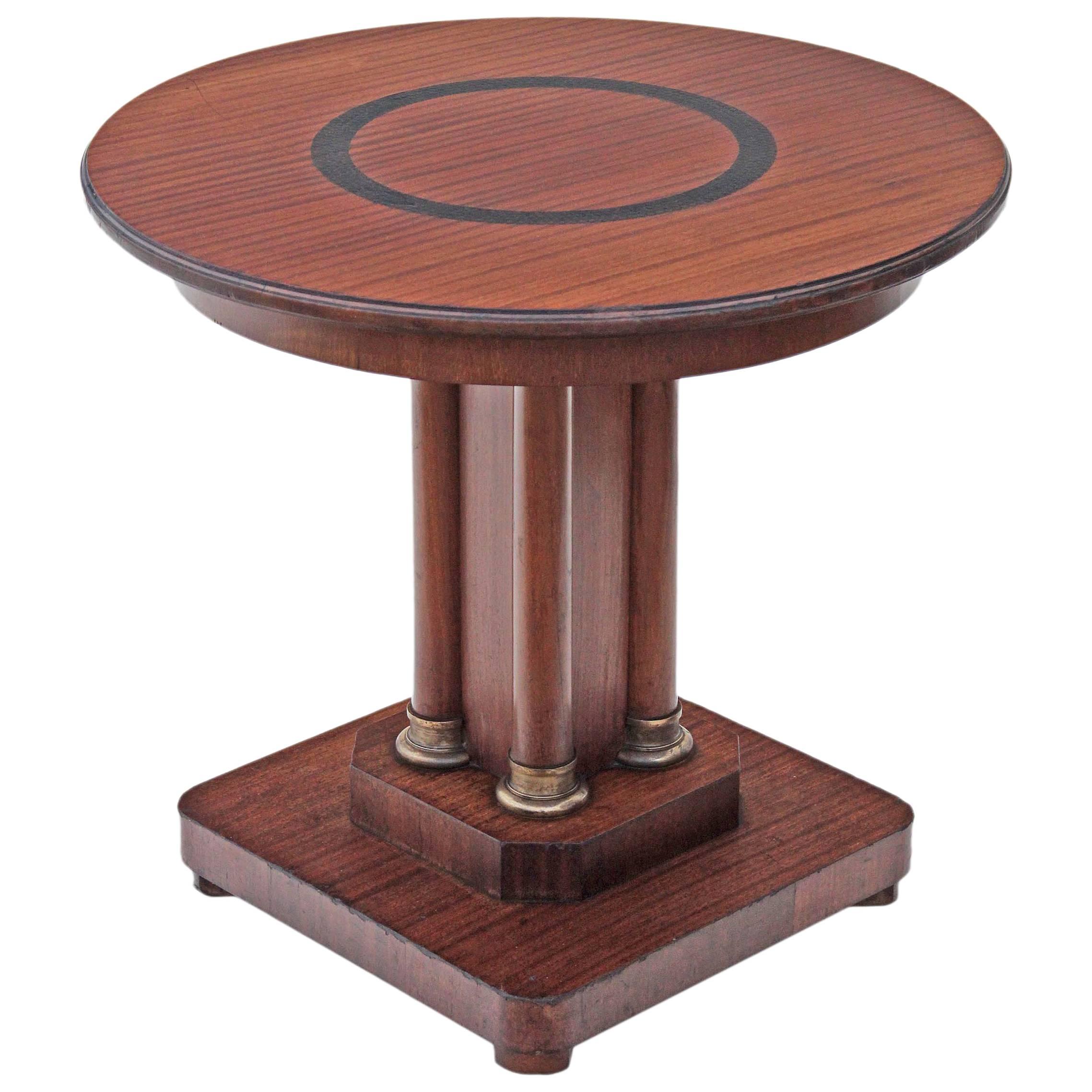 Art Deco 20th Century Mahogany Centre Window Side Lamp Supper Table Pedestal For Sale