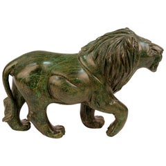 Vintage Carved Verdite Lion Sculpture by Anthony Chauke, 1994