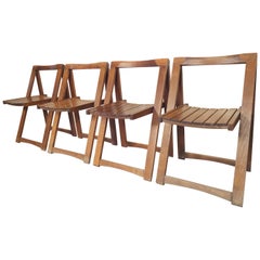 Set of Four Slat Folding Chairs