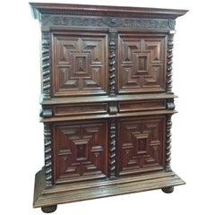 18 th Italian  Century  brown  walnut Carved Cabinet