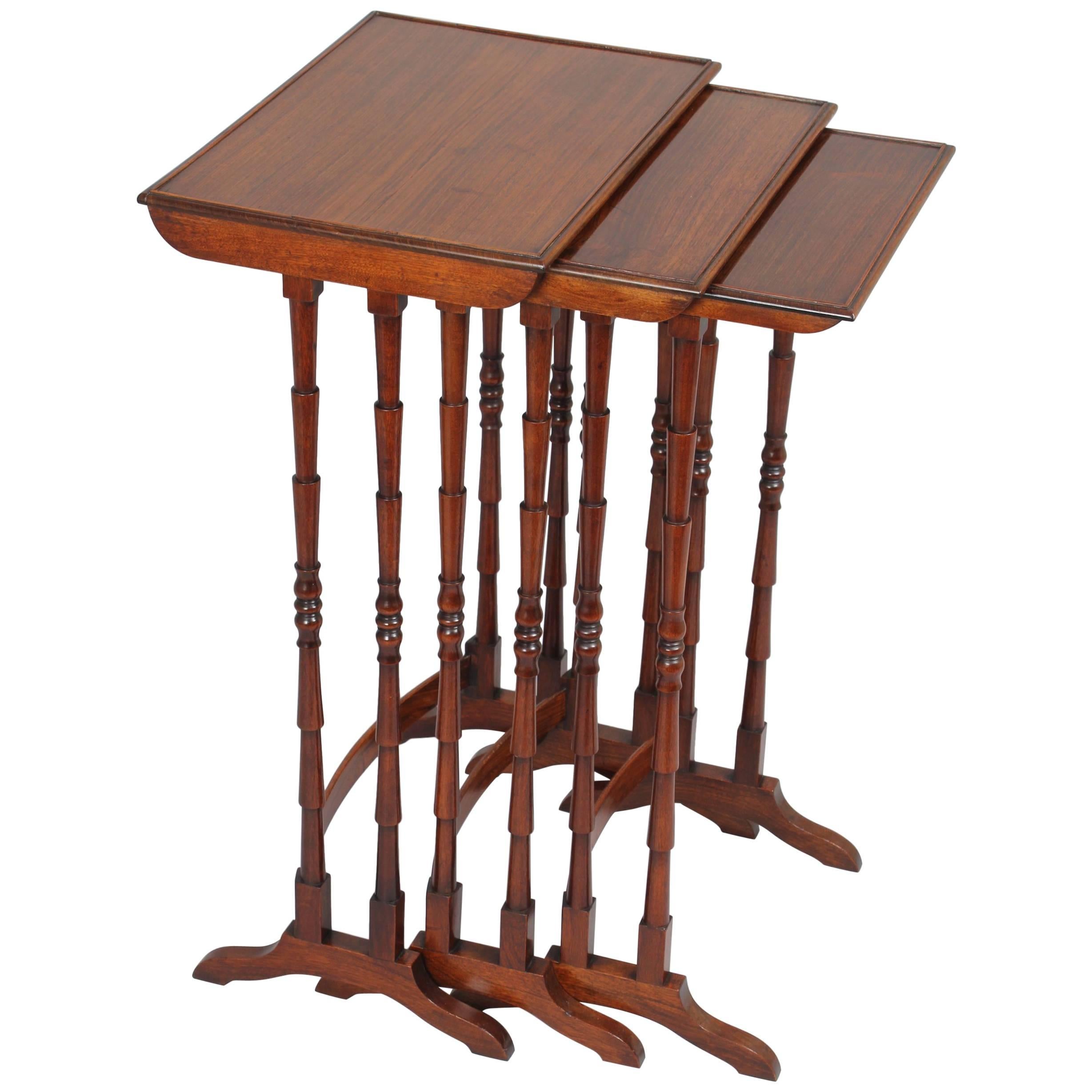Nest of Three Tables in Rosewood For Sale