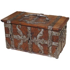 17th Century Walnut Wood and Iron Table Trunk, France