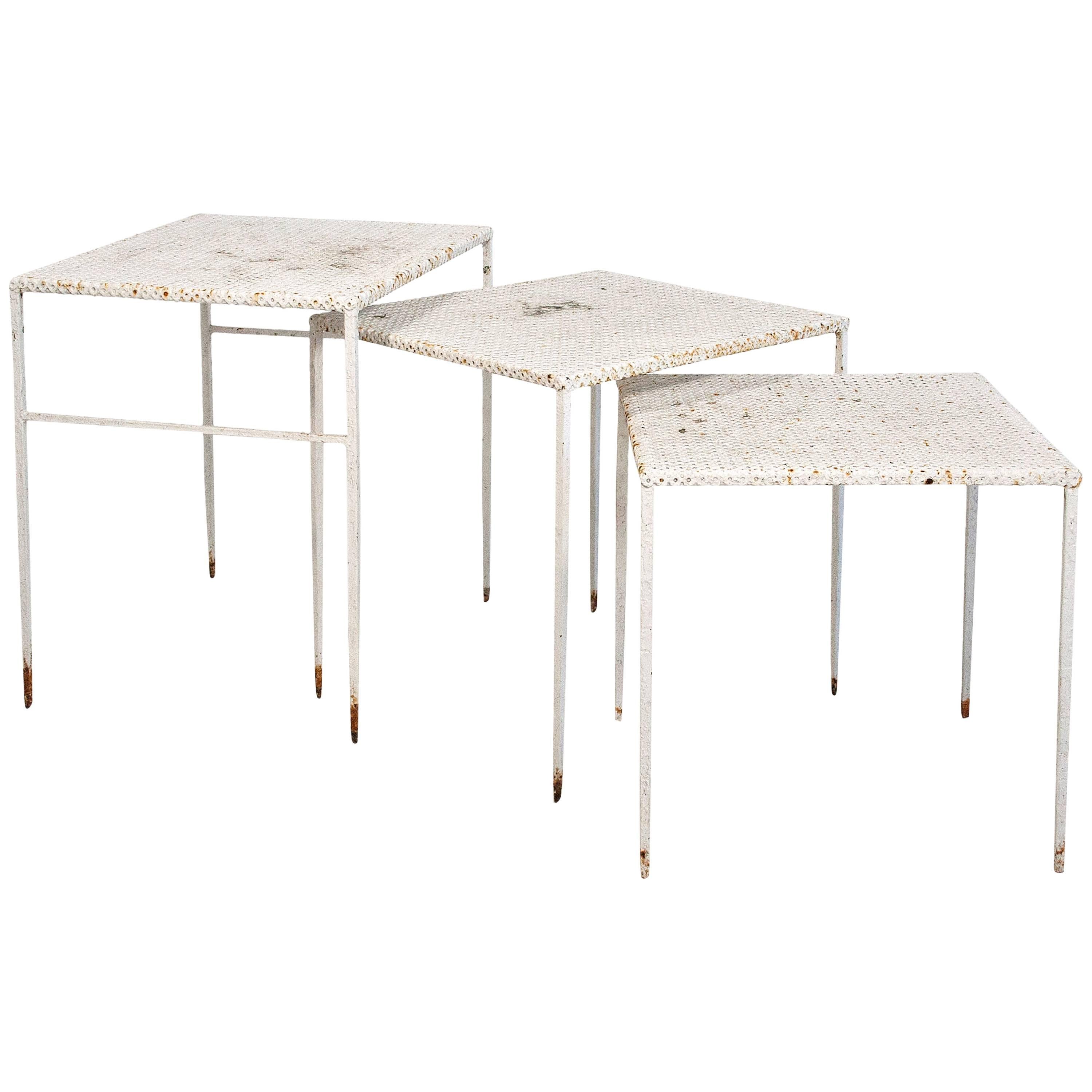 Set of Three "Nesting" Tables by Mathieu Matégot, circa 1950, France