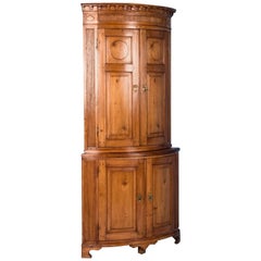 Antique Louis XVI Bow Front Pine Corner Cabinet