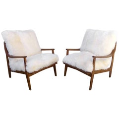 Beautiful Pair of Reupholstered Scandinavian Armchairs, circa 1960