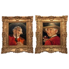 Paire de portraits de campagnards Tyroléens d'Erwin Eichinger