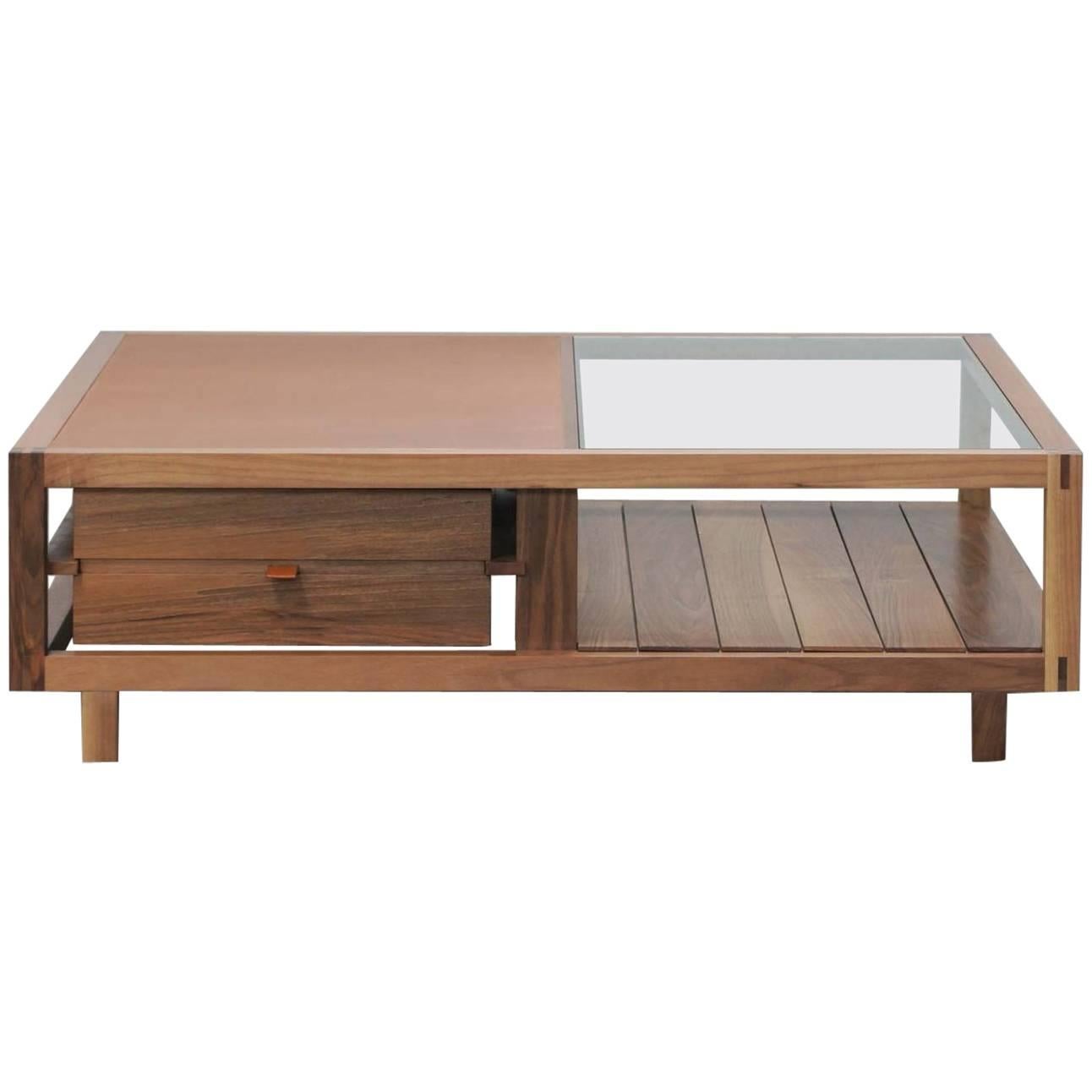 "Optimum" Walnut Low Coffee Table Designed by Stephane Lebrun for Dessie For Sale