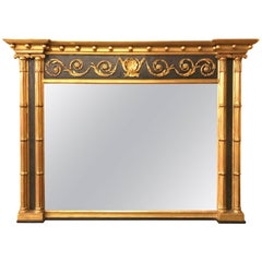 Hollywood Regency Style over the Mantel Mirror with Gilt and Ebony Finish