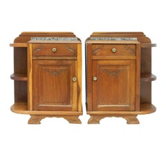 Vintage Pair of Art Deco Side Cabinets Bedside Tables Nightstand Book Shelves