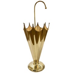 1950s European Solid Polished Brass Umbrella Stand