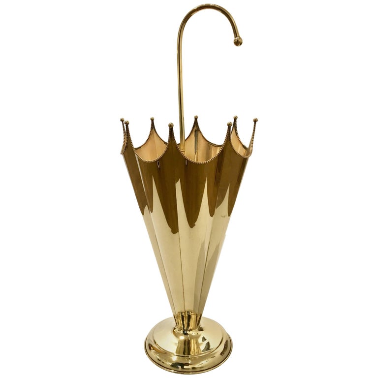 1950s European Solid Polished Brass Umbrella Stand at 1stDibs