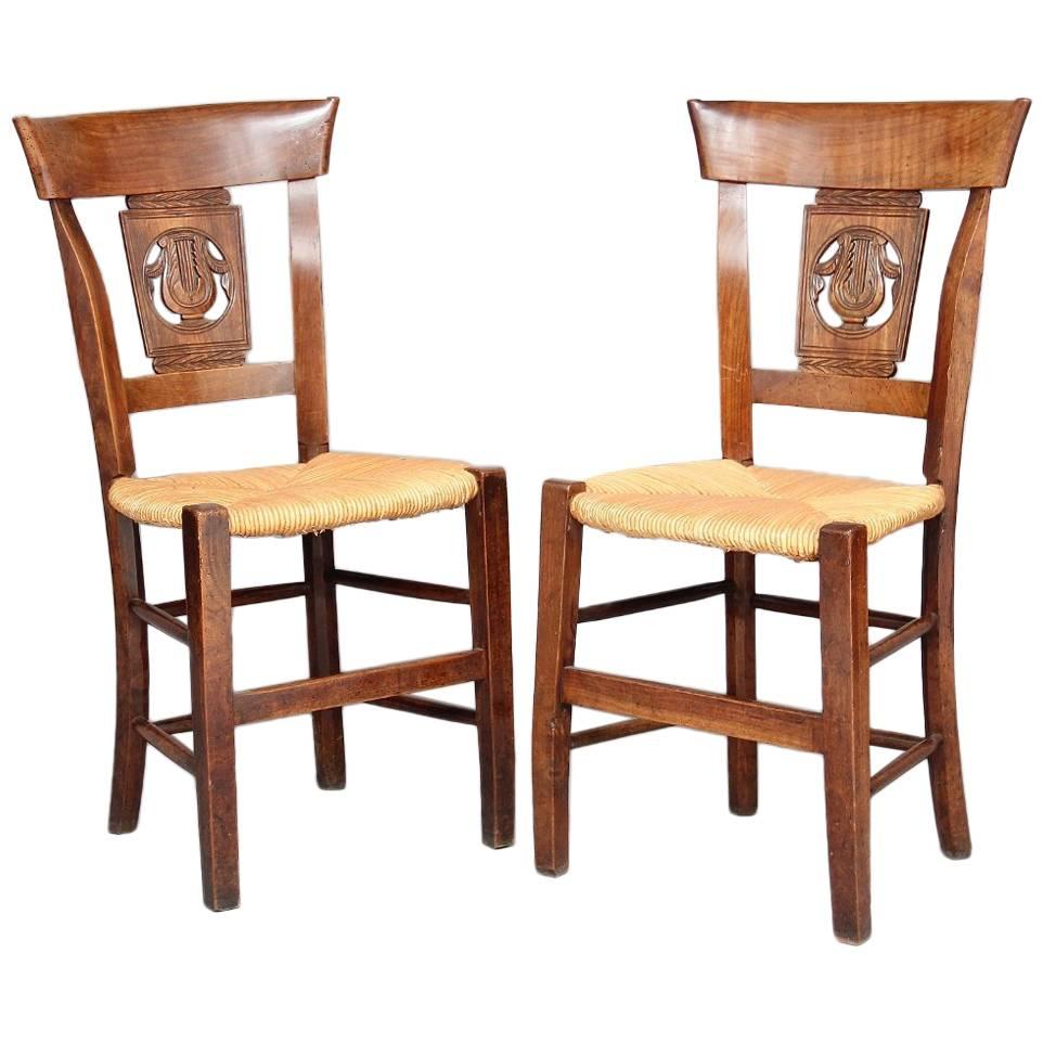 Pair of 19th Century Fruitwood Chairs