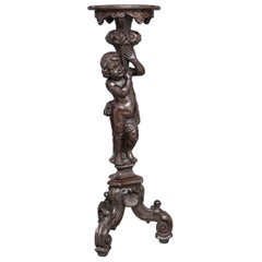 19th Century Carved Oak Pedestal or Torcher Stand