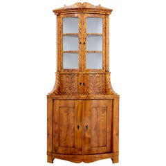 Used 19th Century Swedish Karelian Birch Corner Cabinet