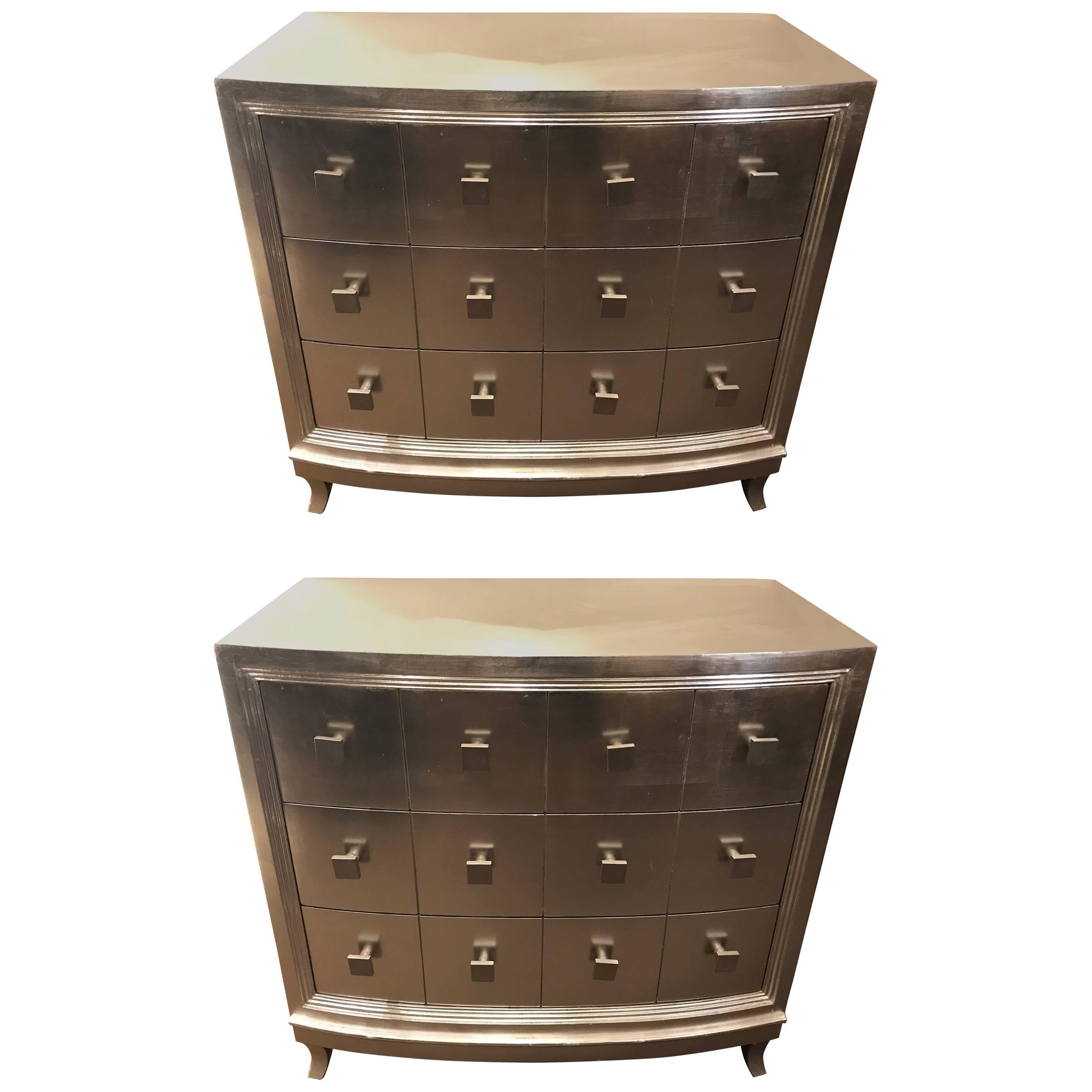 Pair of Hollywood Regency Style Demilune Chests or Nightstands or Commodes