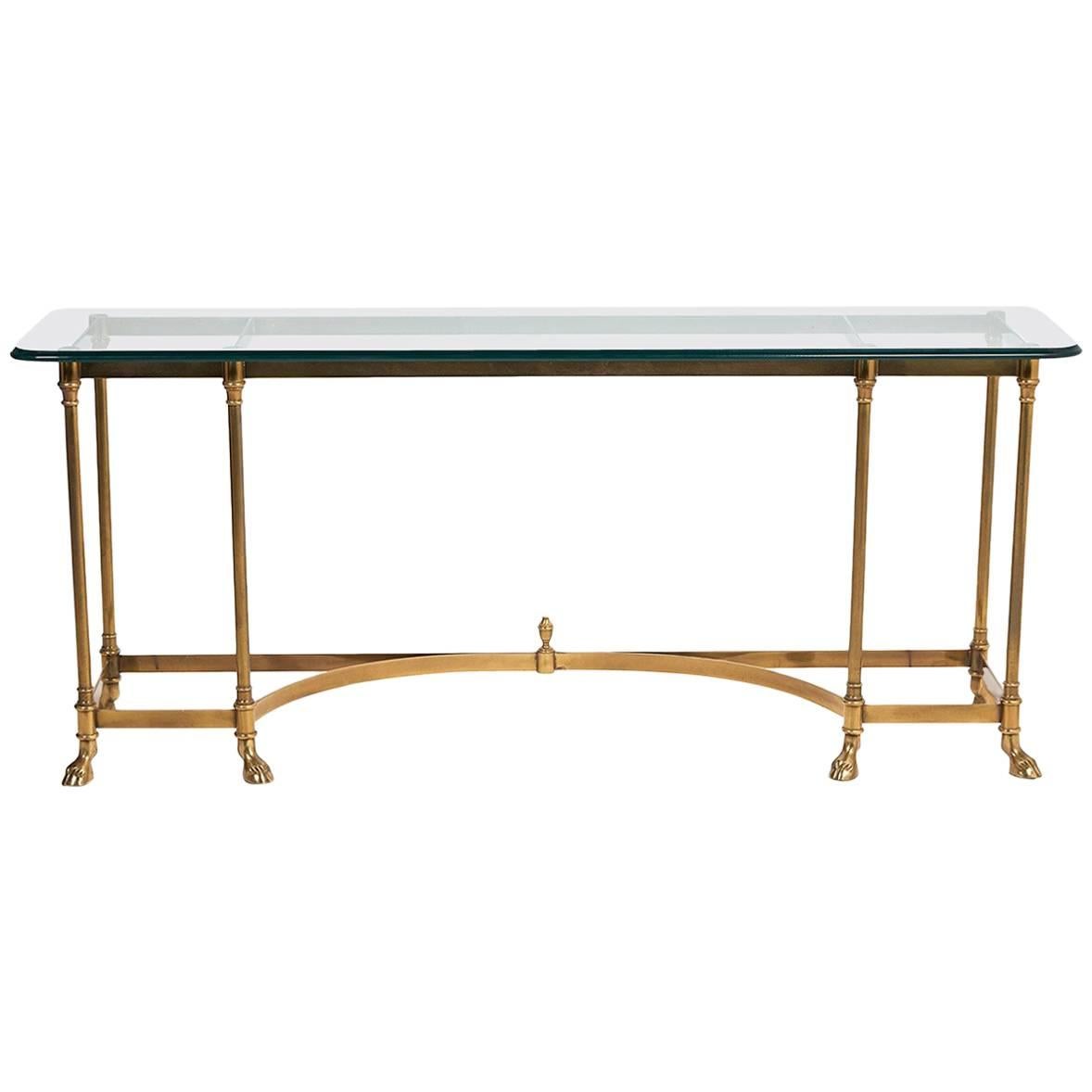 Vintage Solid Brass and Glass Console