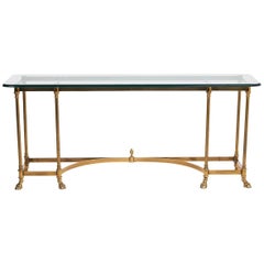 Vintage Solid Brass and Glass Console