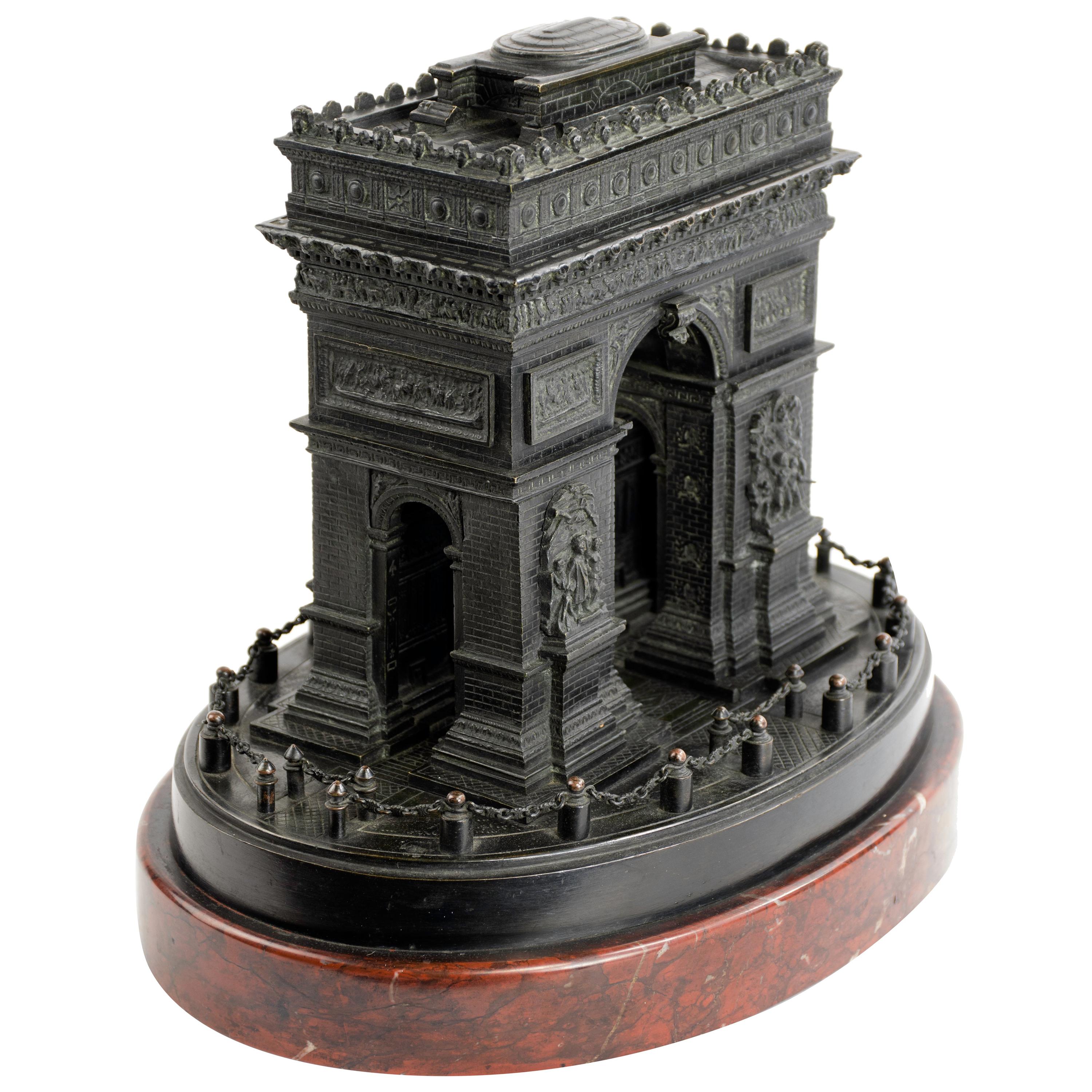 Detailed 19th Century Grand Tour Bronze or Marble Model of the Arc De Triomphe For Sale