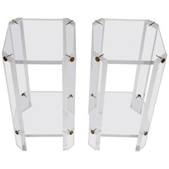 Brass and Lucite Side Tables or Pedestals