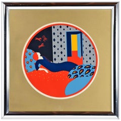 Greg Copeland Signed and Numbered Serigraph in Bullnose Chrome Frame, 1973