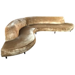 Vladimir Kagan Two-Piece Serpentine Curved Sectional Sofa, Midcentury