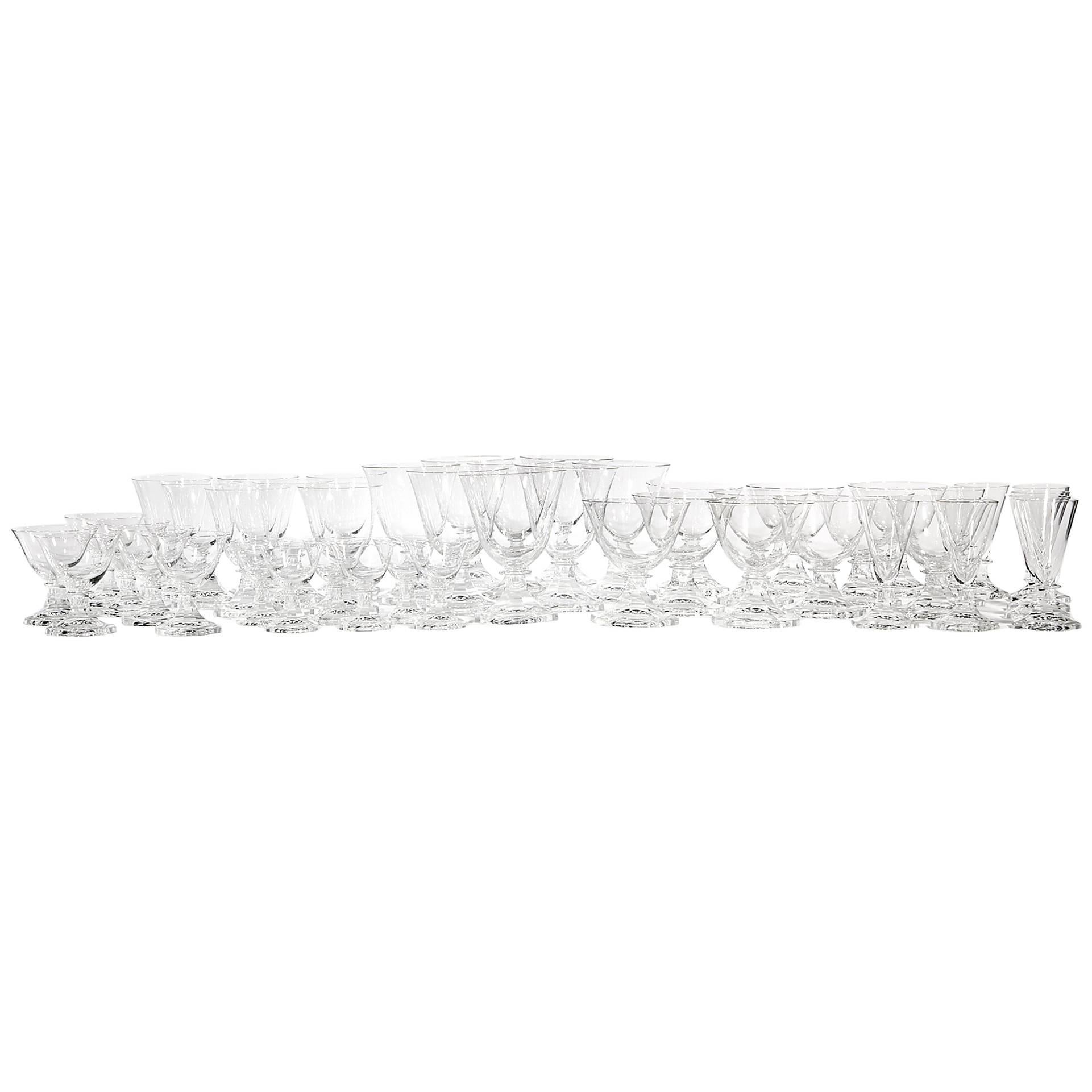 Orrefors Crystal Stems in the Seaford Pattern, 45 Pieces For Sale