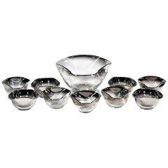 Mid-20th Century Modern Silver Fade Serving Bowl Set, Ten Pieces