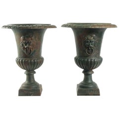 Large Pair of Cast-Iron Medicis Vases, Mid-20th Century, circa 1950-1960