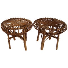 Pair of Rattan Stools