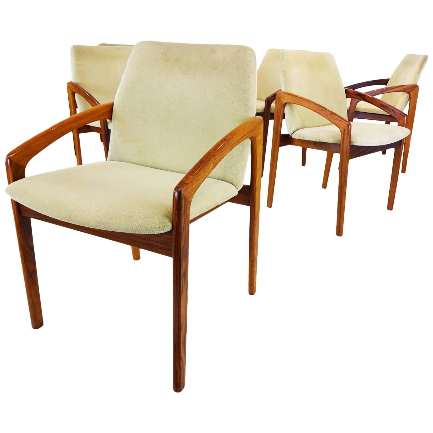 Set of Six Danish Mid-century Kai Kristiansen Carver Dining Chairs For Sale