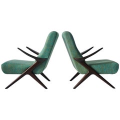 Pair of Sculptural Danish Lounge Chairs