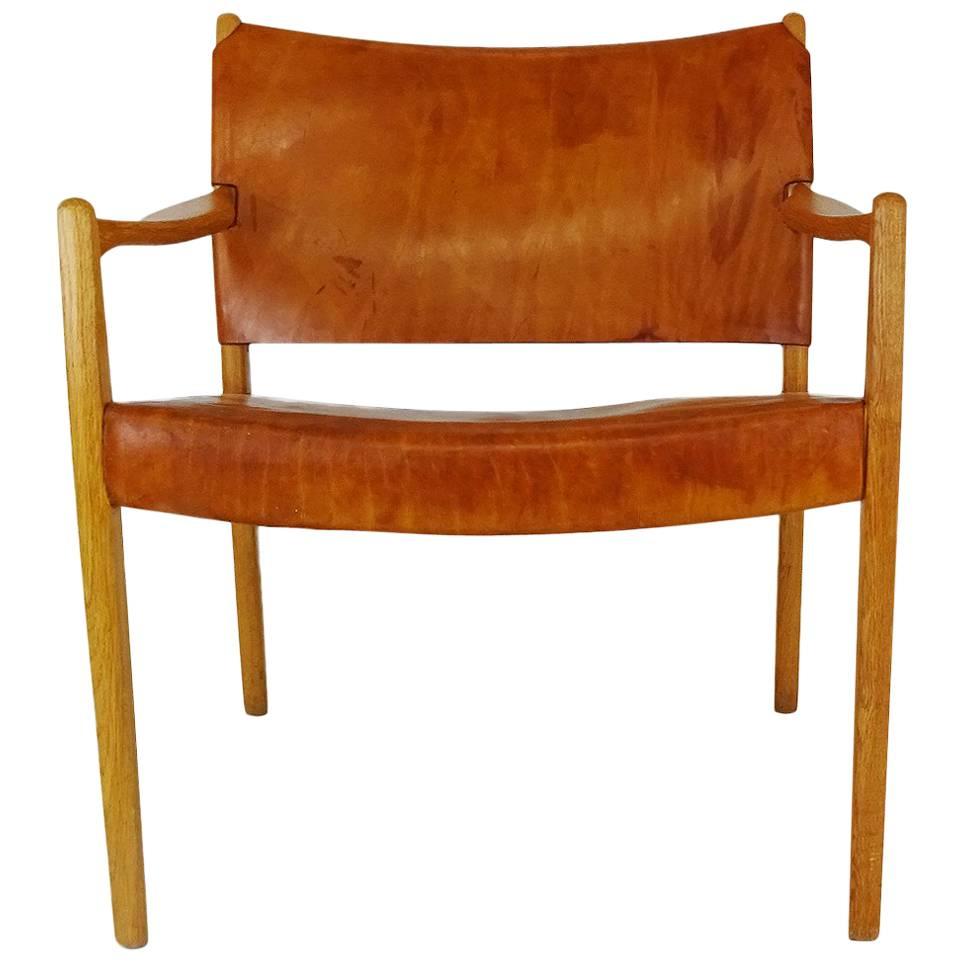 1950s Midcentury Per-Olof Scotte Premiär Leather Easy Chair
