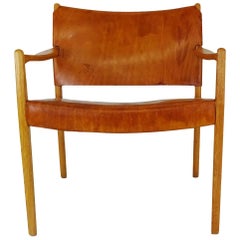 1950s Midcentury Per-Olof Scotte Premiär Leather Easy Chair