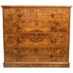 High Quality Victorian Period Burr Walnut Chest of Drawers by A. Blain