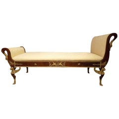 Stunning Quality French Empire Mahogany and Ormolu-Mounted Daybed