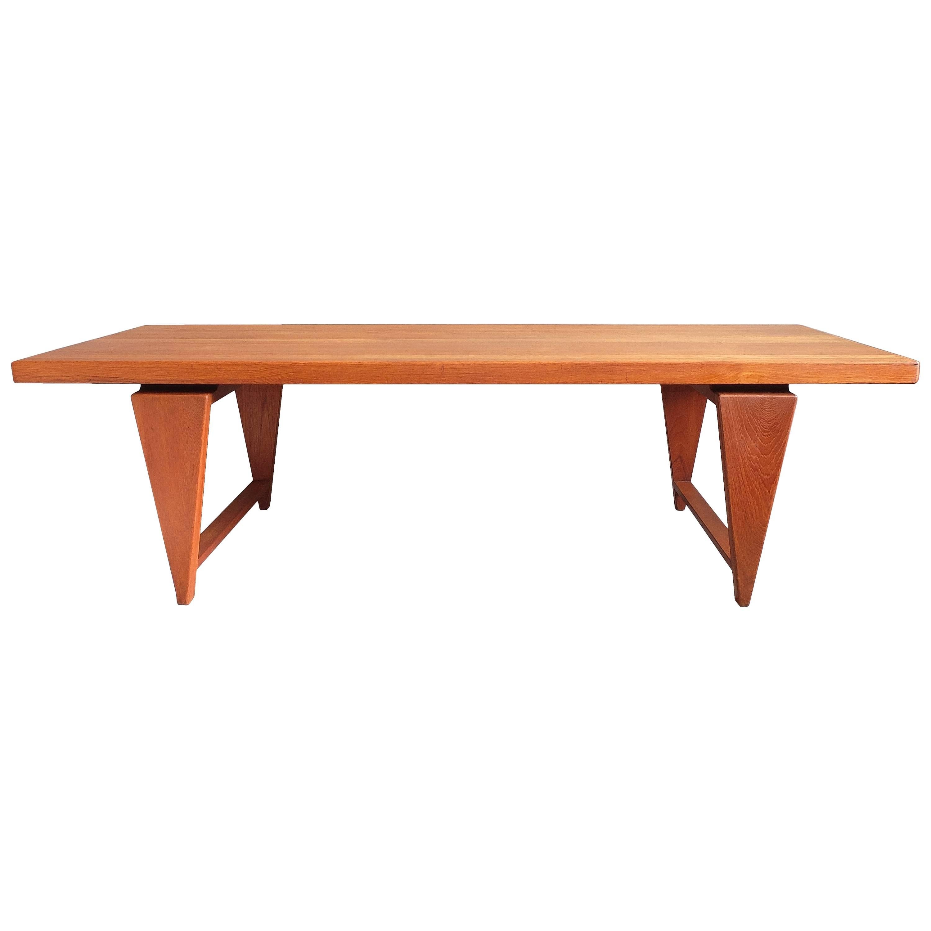 Illum Wikkelso Coffee Table Architectural Solid Teak 1960s Danish For Sale
