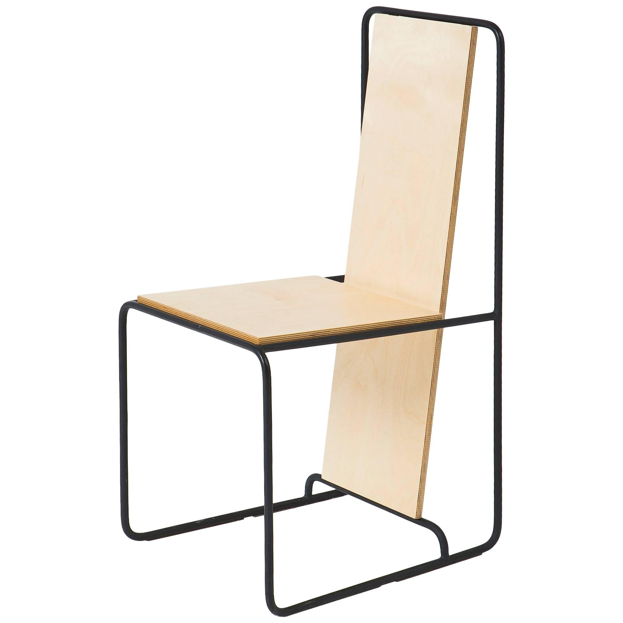 Line Chair 'Oak veneer and Metal structure' - Gerrit Rietveld inspiration