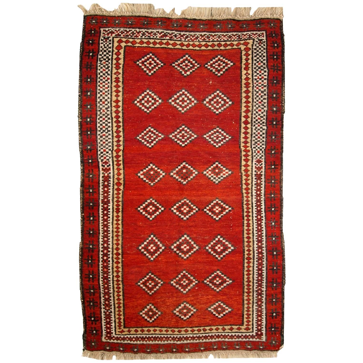 Handmade Antique Uzbek Gulyam Rug, 1920s, 1C278 at 1stDibs