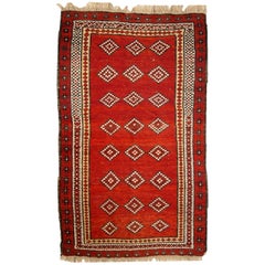 Handmade Antique Uzbek Gulyam Rug, 1920s, 1C278